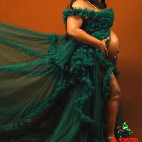 Dresses | Green Tulle Maternity Robe | Poshmark